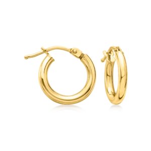 ross-simons italian 2mm 18kt yellow gold hoop earrings