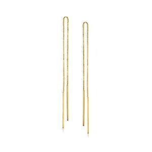 ross-simons 14kt yellow gold linear bar drop threader earrings