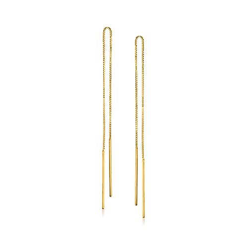 Ross-Simons 14kt Yellow Gold Linear Bar Drop Threader Earrings