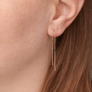 Ross-Simons 14kt Yellow Gold Linear Bar Drop Threader Earrings