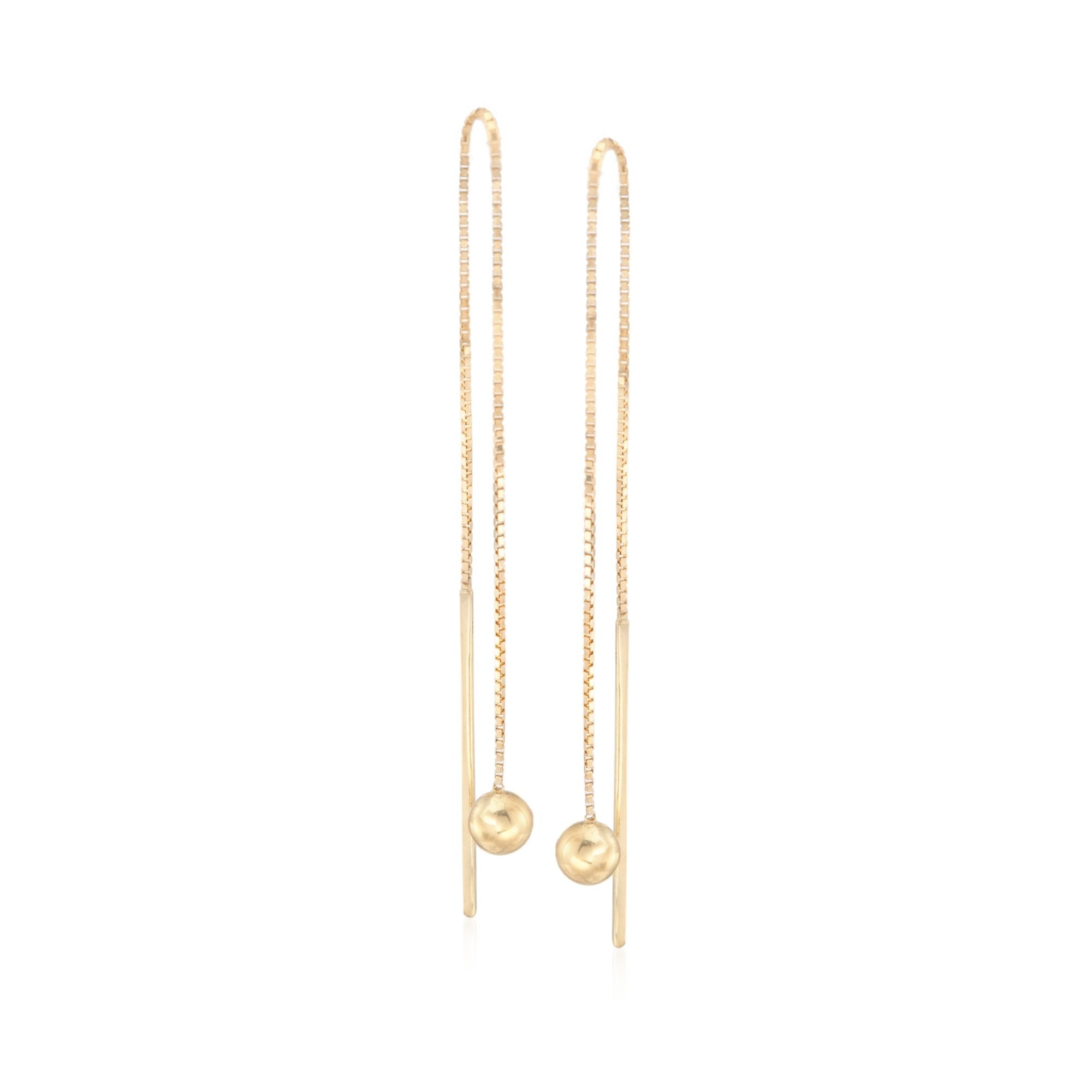 Ross-Simons 14kt Yellow Gold Ball Drop Threader Earrings