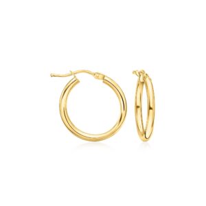 ross-simons italian 2mm 18kt yellow gold hoop earrings