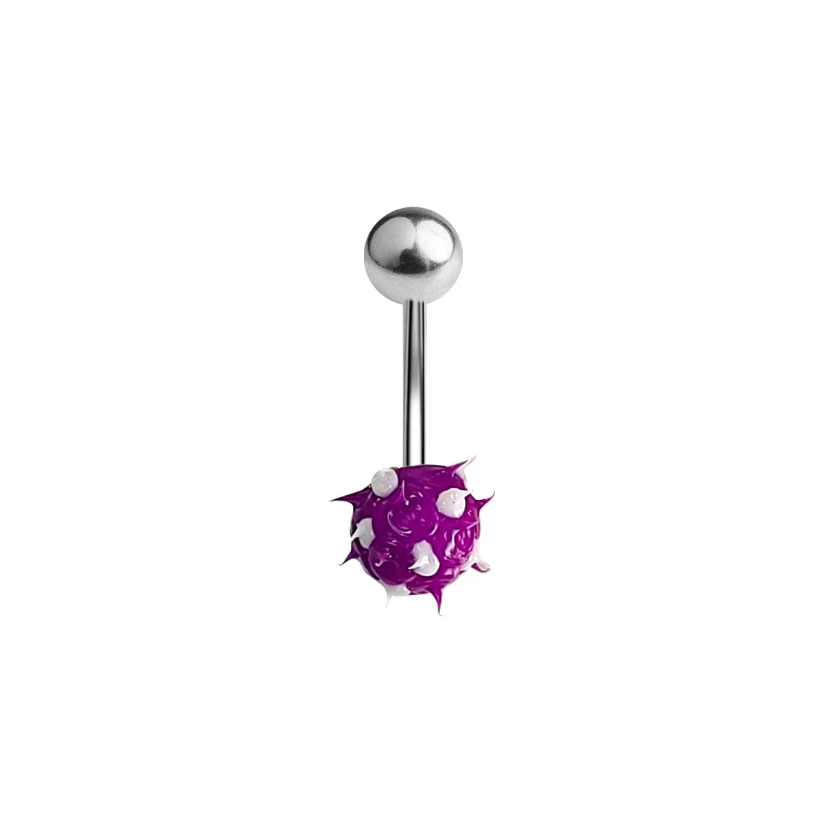 BodyJewelryOnline 316L Surgical Steel 14G Belly Button Ring Silicone Spike Ball Barbell Navel Ring Belly Piercing Jewelry for Women Men 3/8 Inch (10mm)