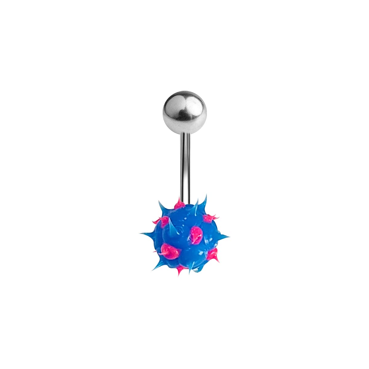 BodyJewelryOnline 316L Surgical Steel 14G Belly Button Ring Silicone Spike Ball Barbell Navel Ring Belly Piercing Jewelry for Women Men 3/8 Inch (10mm)