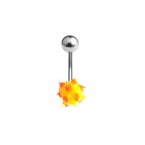 BodyJewelryOnline 316L Surgical Steel 14G Belly Button Ring Silicone Spike Ball Barbell Navel Ring Belly Piercing Jewelry for Women Men 3/8 Inch (10mm)