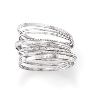 Ross-Simons Italian Sterling Silver Jewelry Set: 7 Assorted Textured Bangle Bracelets. 7.5 inches