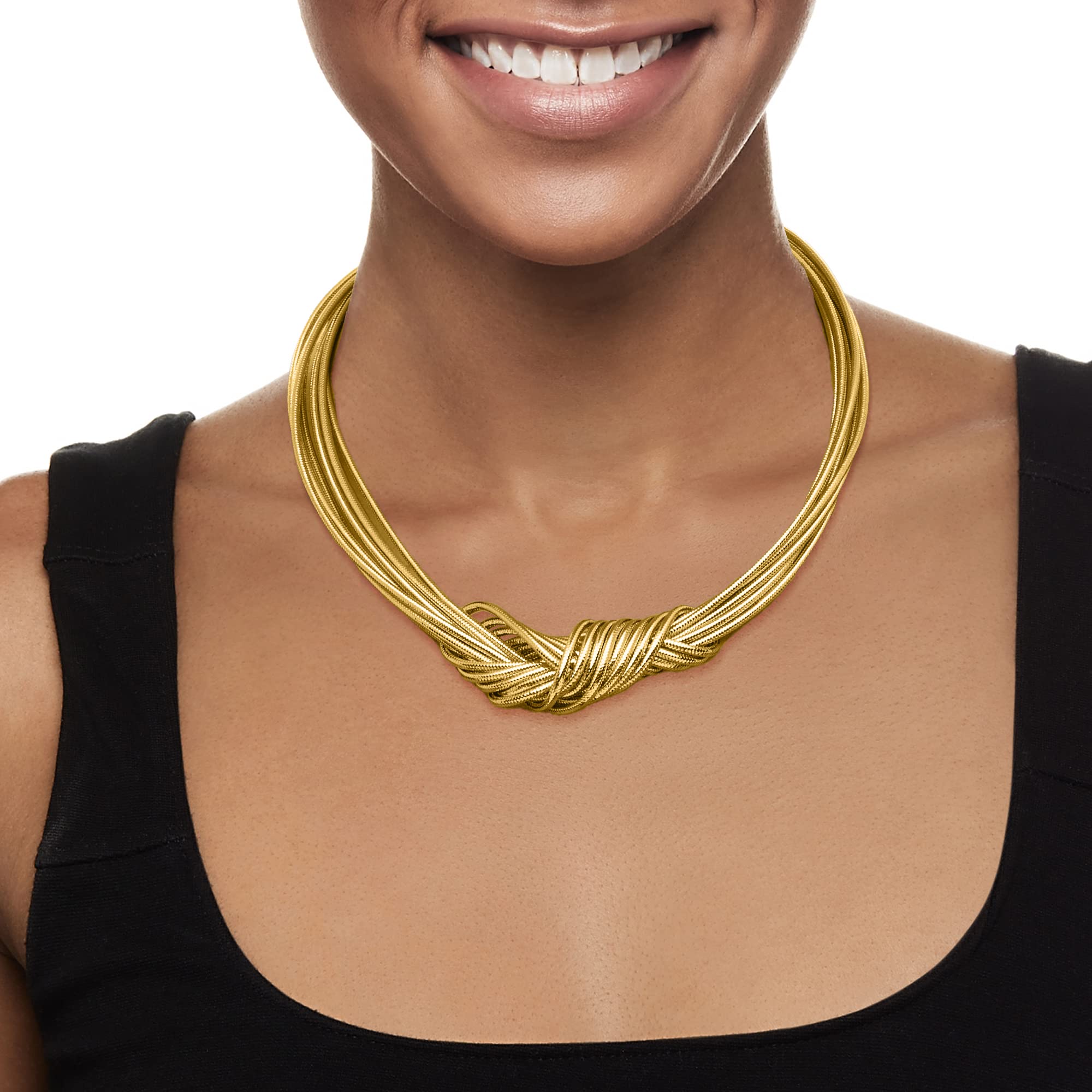 Ross-Simons Italian Flex Knot Necklace With 18kt Gold Over Sterling Clasp. 18 inches