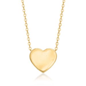 ross-simons rs pure 14kt yellow gold heart pendant necklace. 16 inches