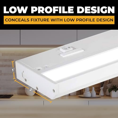 NSL LED Under Cabinet Lighting Dimmable Hardwired or Plugged-in Installation - 3 Color Temperature Slide Switch - Warm White (2700K), Soft White (3000K), Cool White (4000K) - 9 Inch White Finish