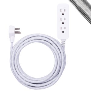 ge 3-outlet power strip surge protector 15 ft braided long cord extension cord surge protector power strip flat plug extension cord 250 joules ul listed white 40530