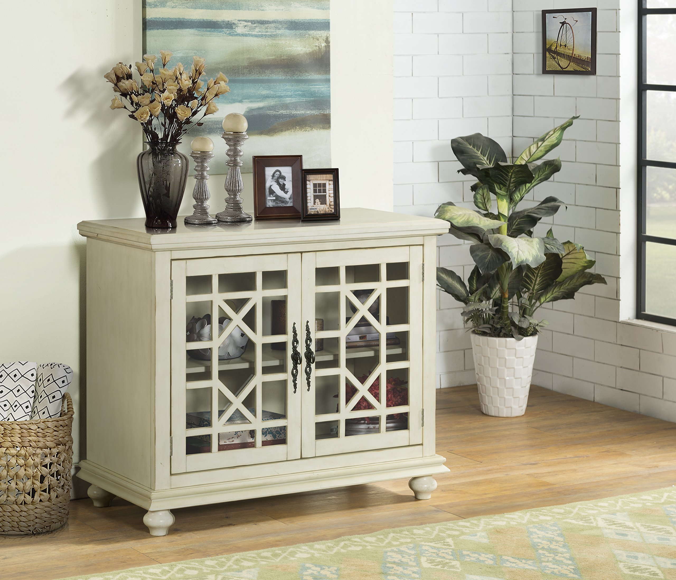 Martin Svensson Home Elegant TV Stand, 38 in x 32 in (W x H), Antique Cream White