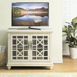 Martin Svensson Home Elegant TV Stand, 38 in x 32 in (W x H), Antique Cream White