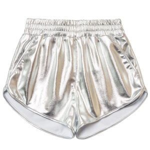 Perfashion Silver Shiny Metallic Shorts for Women