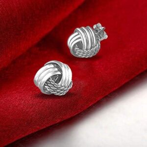 LeCalla 925 Sterling Silver Love Knot Earrings Jewelry Lightweight Italian Love-Knot Stud Earrings for Women Teen - 10mm