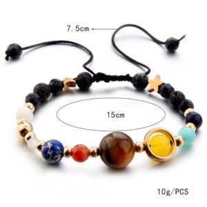 LEIZENG Women Bohemian Natural Stone Beads Galaxy Planets Solar System Bracelet Bangle