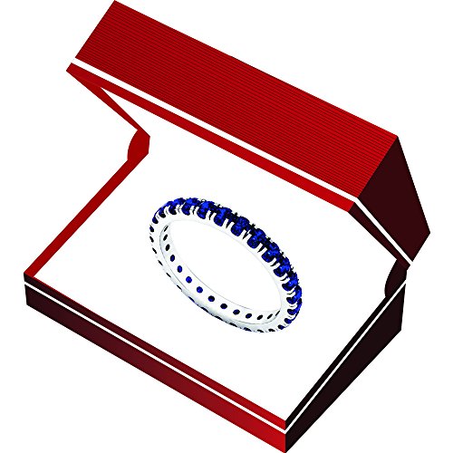 Dazzlingrock Collection 2mm Round Blue Sapphire Eternity Wedding Ring for Her in 10K White Gold Size 7