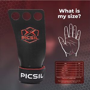 PICSIL RX Grips - Carbon Hand Grips for Cross Training, Gymnastics, and Weightlifting - Unisex Design for Protection Against Blisters and Improved Mobility During Workouts and WODs (M)