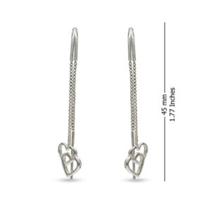 LeCalla 925 Sterling Silver Heart Earrings Jewelry Light-Weight Heart Drop Threader Earring for Women