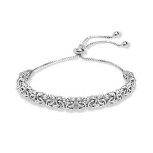 LeCalla 925 Sterling Silver Byzantine Bracelet Jewelry | Italian Sliding Bolo Chain Bracelet for Women