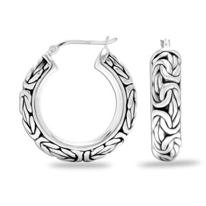 lecalla byzantine earrings for women 925 sterling silver byzantine earrings click top thick hoop earrings for women