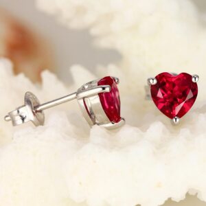 Navachi 925 Sterling Silver 18k White Gold Plated 3.0ct Heart Ruby Az9132e Stud Earrings