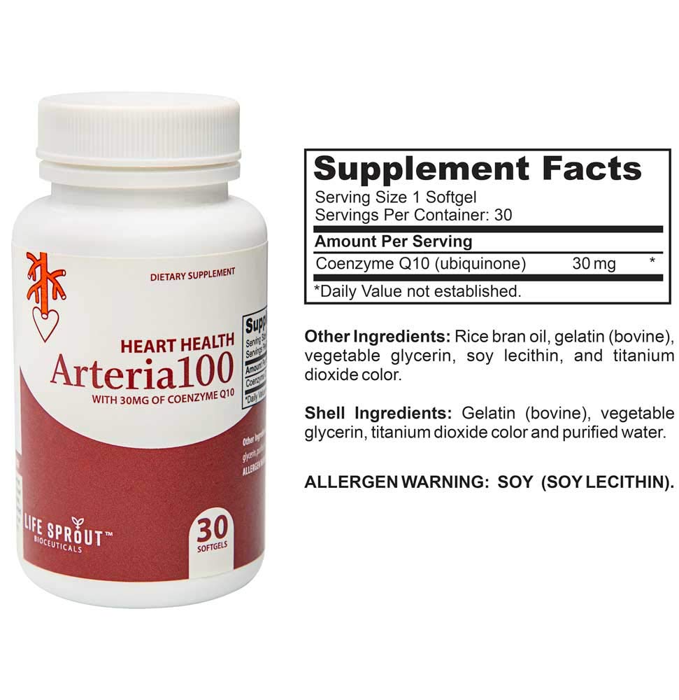 Life Sprout Bioceuticals Arteria 100 with CoQ10 for Overall Heart Health, Cholesterol and Circulatory Regulation