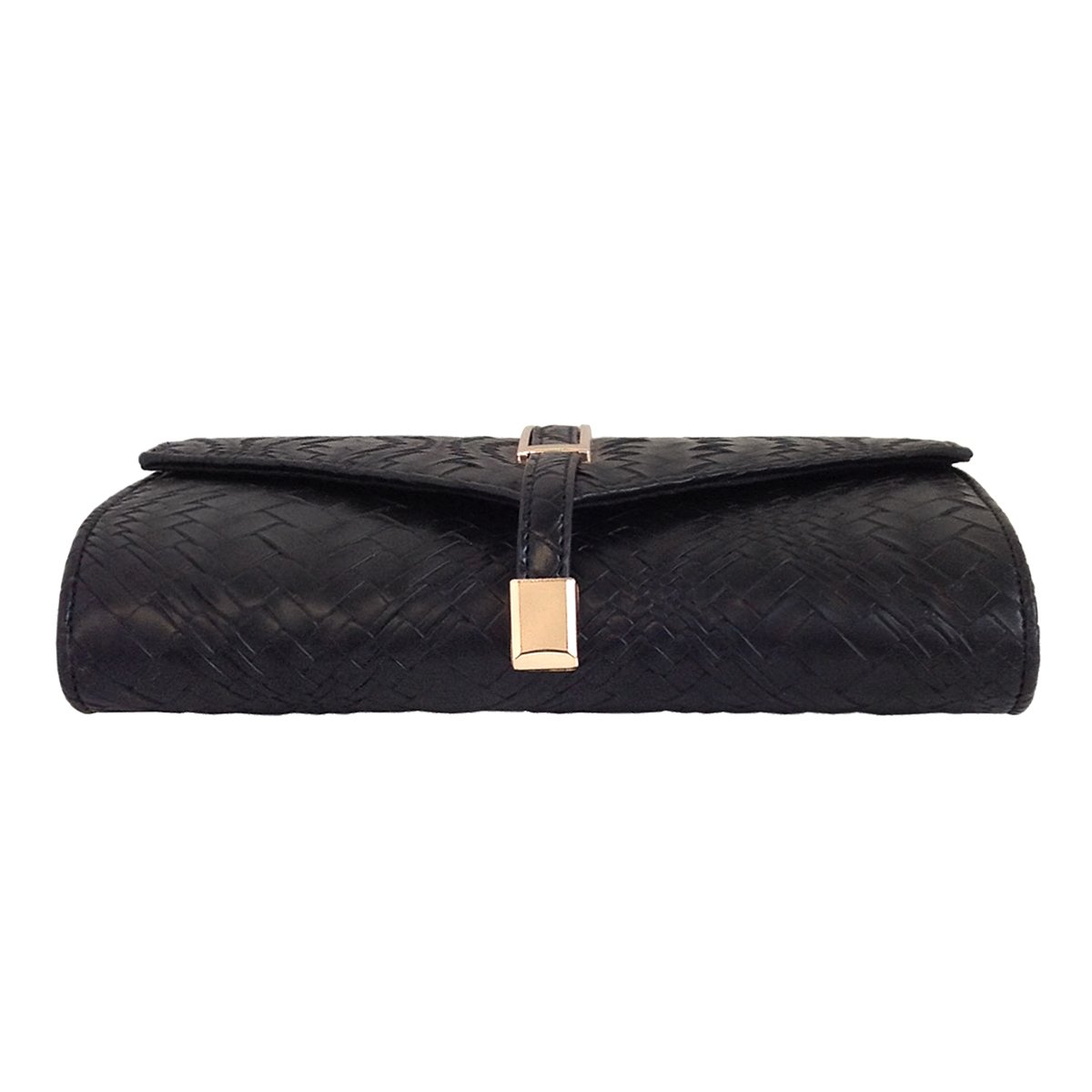 JNB Weaved Pattern Faux Leather Clutch, Black