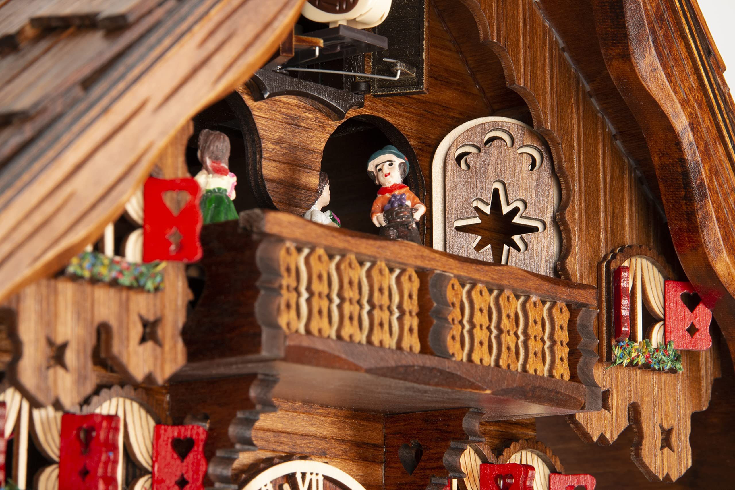 Cuckoo-Palace Large German Cuckoo Clock - The Seesaw Mill Chalet with Quartz Movement with Moving Seesaw - Black Forest Clock