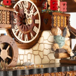 Cuckoo-Palace Large German Cuckoo Clock - The Seesaw Mill Chalet with Quartz Movement with Moving Seesaw - Black Forest Clock