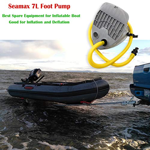 Seamax 7L Single Stage Foot Pump for Inflatable Boats, Max 3.6 PSI Support Inflation and Deflation