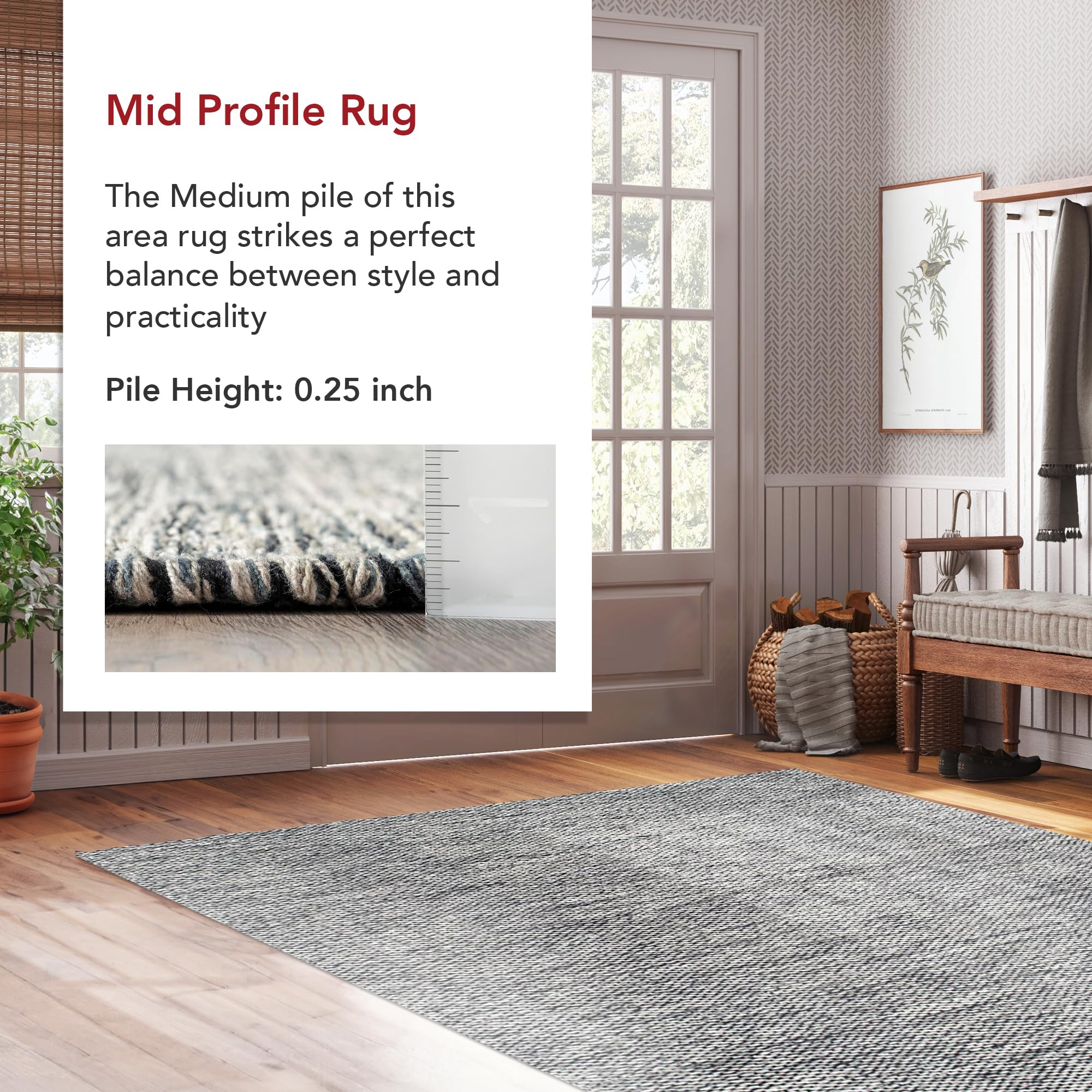 nuLOOM Alessi Solid Farmhouse Cotton Area Rug, 4x6, Grey