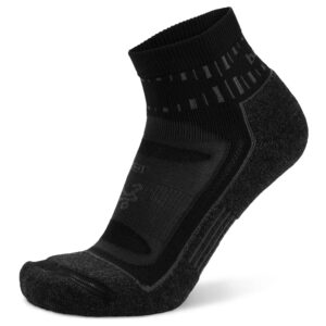 balega blister resist performance quarter athletic running socks for men and women (1 pair), black, large