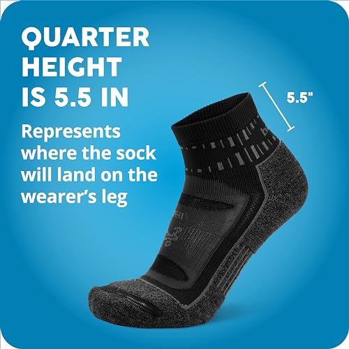 Balega Blister Resist Performance Quarter Athletic Running Socks for Men and Women (1 Pair), Black, Large