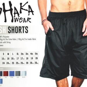 Shaka Wear Men's Basketball Shorts – Mesh Workout Gym Sports Active Running Athletic Pants with Pockets Regular Big Black BM1702_1X