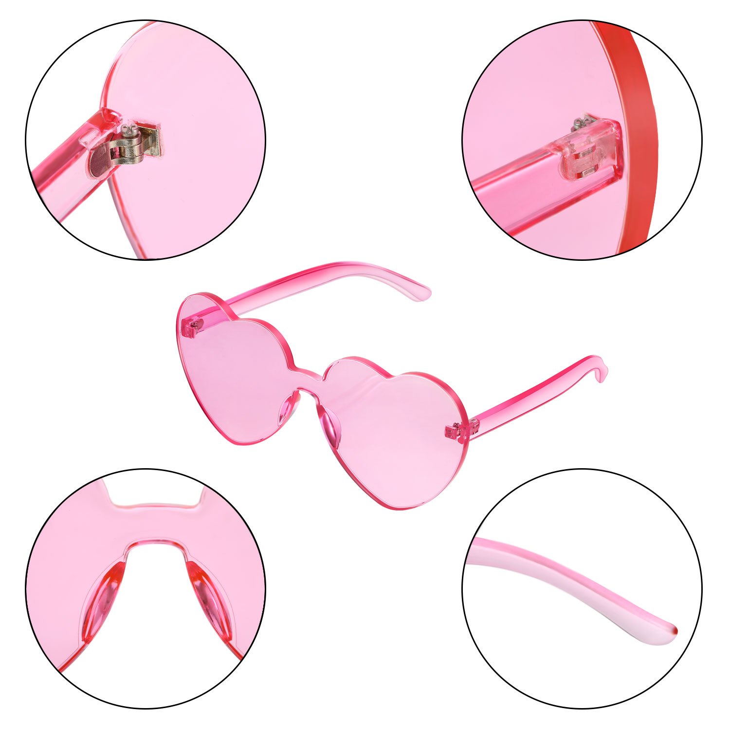 Maxdot Heart Shape Sunglasses Rimless Transparent Heart Glasses Colorful Party Favors