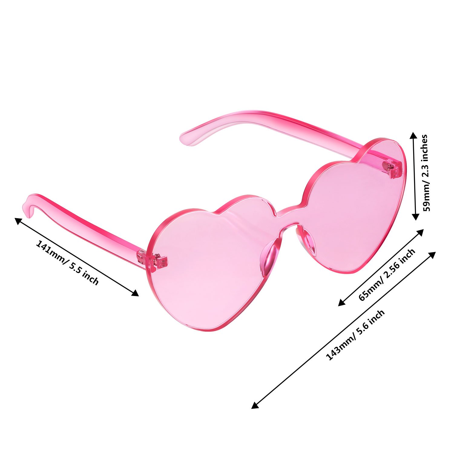 Maxdot Heart Shape Sunglasses Rimless Transparent Heart Glasses Colorful Party Favors