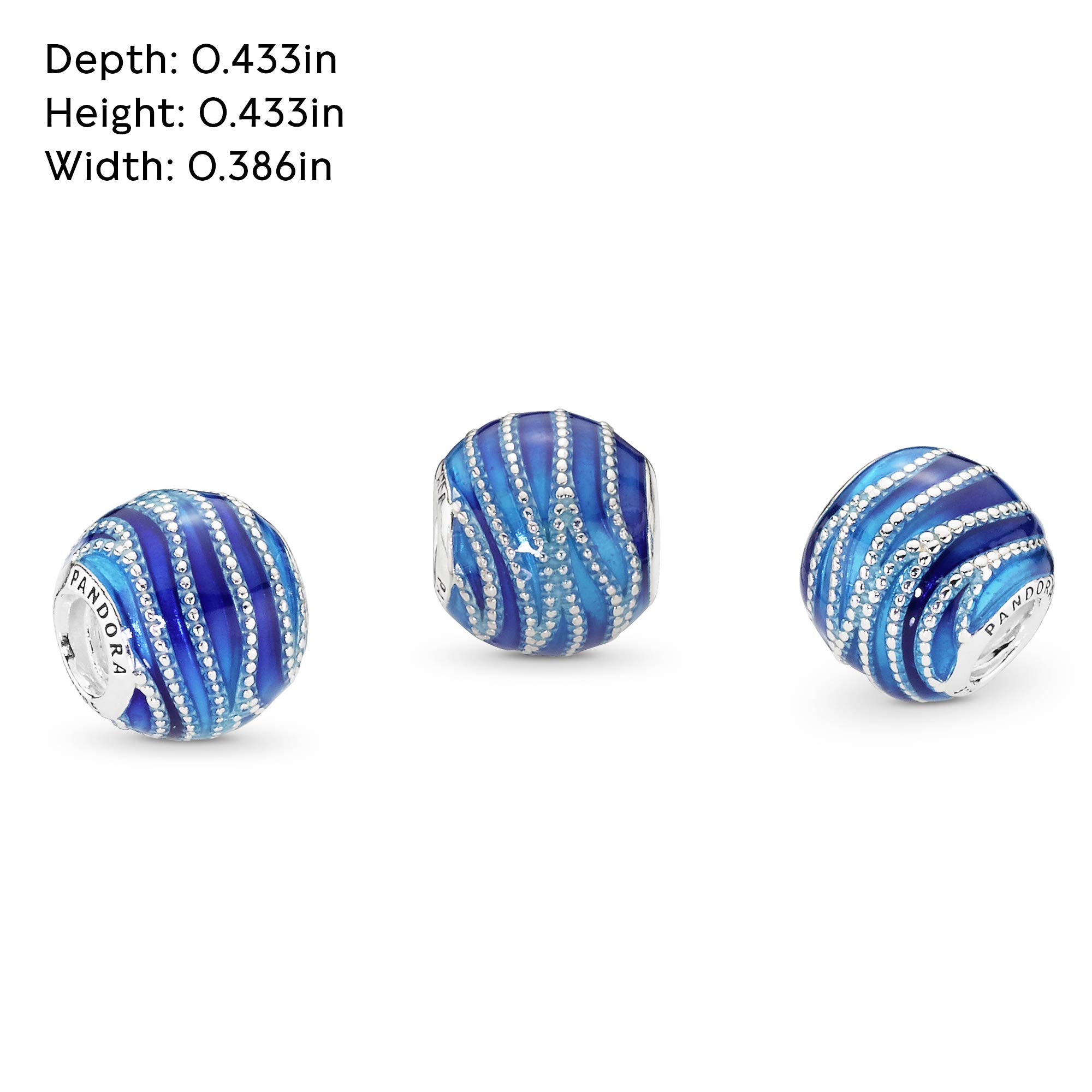 Pandora Jewelry Blue Wave Charm - Original Charm for Pandora Charm Bracelets - Perfect Charm for Mom, Daughter, Sister & More - Sterling Silver and Enamel, No Box