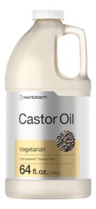 horbäach castor oil 64oz | for hair, eyelashes & eyebrows | hexane free & cold pressed | vegetarian, non-gmo