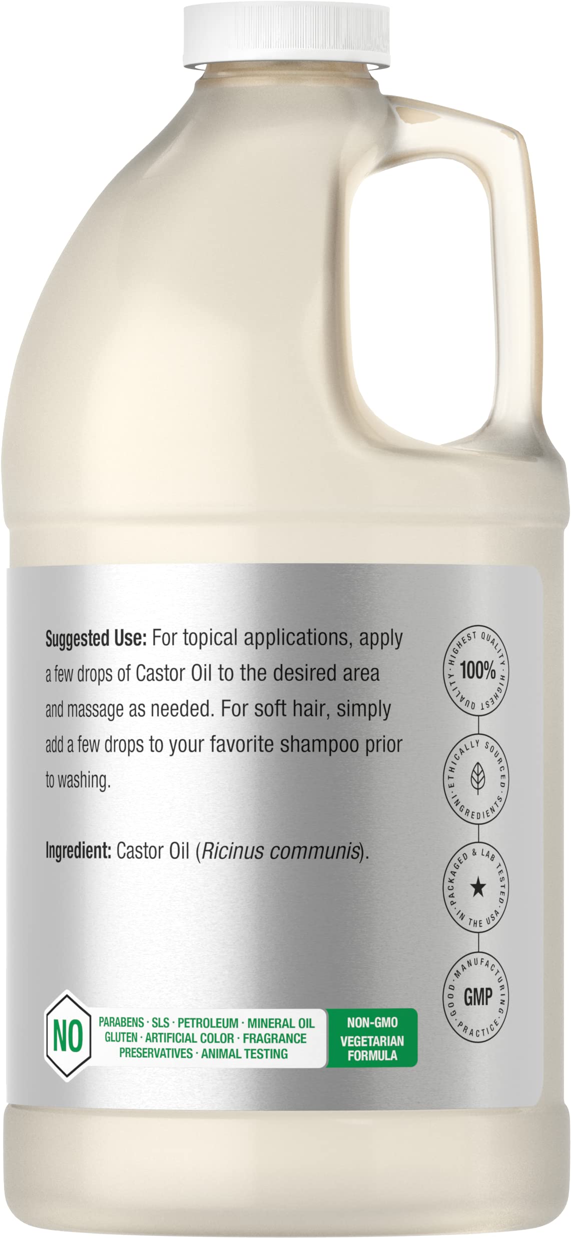 Horbäach Castor Oil 64oz | for Hair, Eyelashes & Eyebrows | Hexane Free & Cold Pressed | Vegetarian, Non-GMO