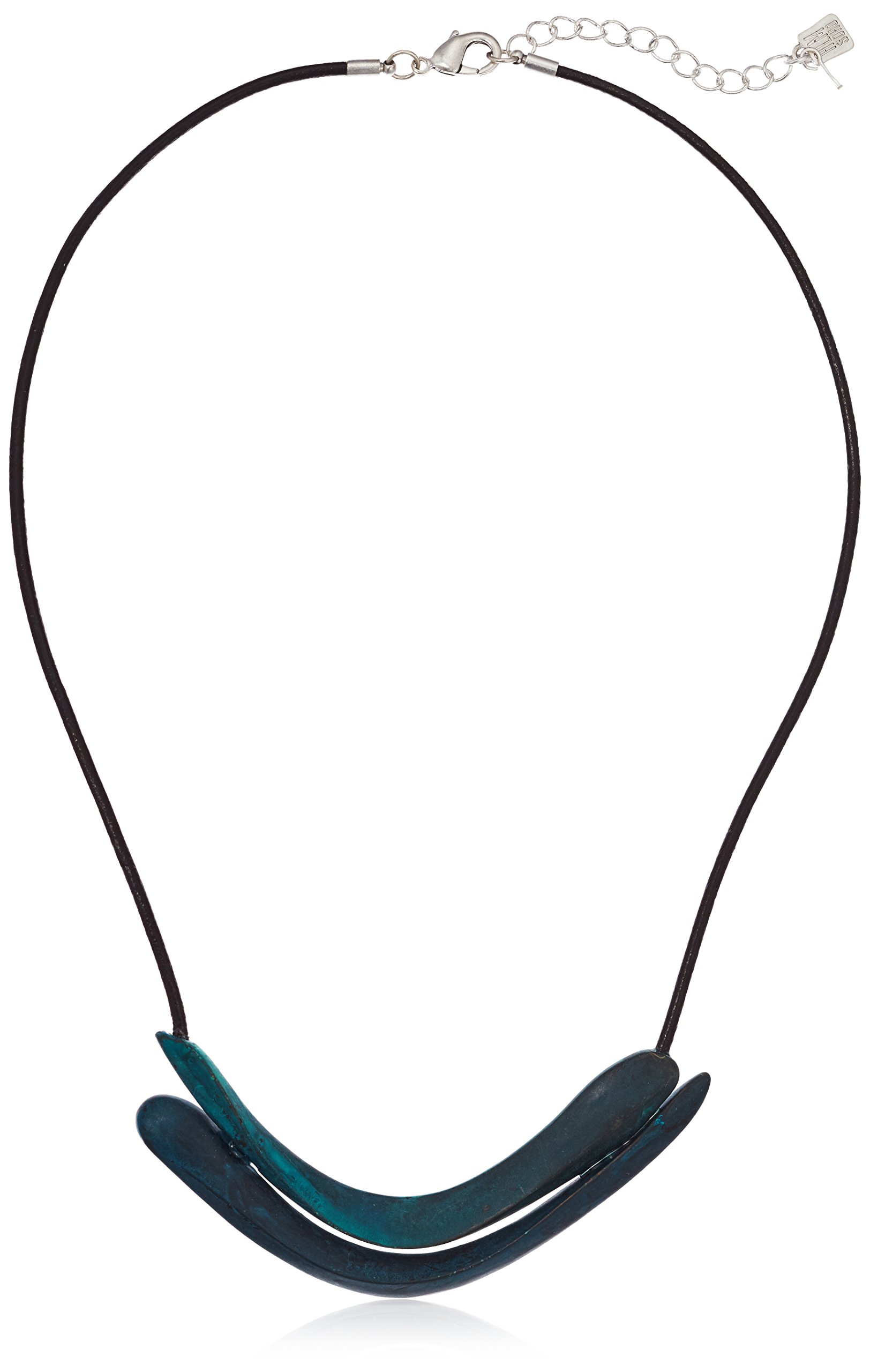 Robert Lee Morris Women's Sculptural Double Row Patina Frontal Necklace Pendant Enhancer, Blue/Green, One Size