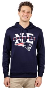 ultra game nfl new england patriots mens fleece hoodie pullover sweatshirt zipper pocket, charcoal heather, large