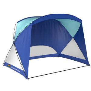 beach tent - sun shelter for shade with uv protection and water-resistant coating for sports events and more with carry bag by wakeman outdoors (blue)