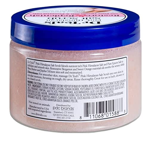 Dr Teal's Body Scrub with Pure Epsom Salt, Restore & Replenish with Pink Himalayan Salt, 16 oz