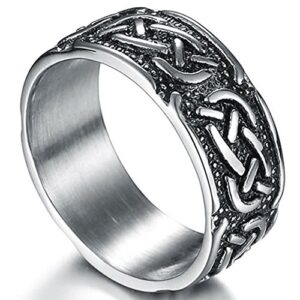 jude jewelers 9mm vintage stainless steel celtic knot ring biker cocktail party (grey, 13)