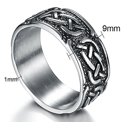 Jude Jewelers 9mm Vintage Stainless Steel Celtic Knot Ring Biker Cocktail Party (Grey, 13)