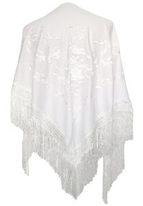 la senorita spanish flamenco dance shawl white with white flowers size l