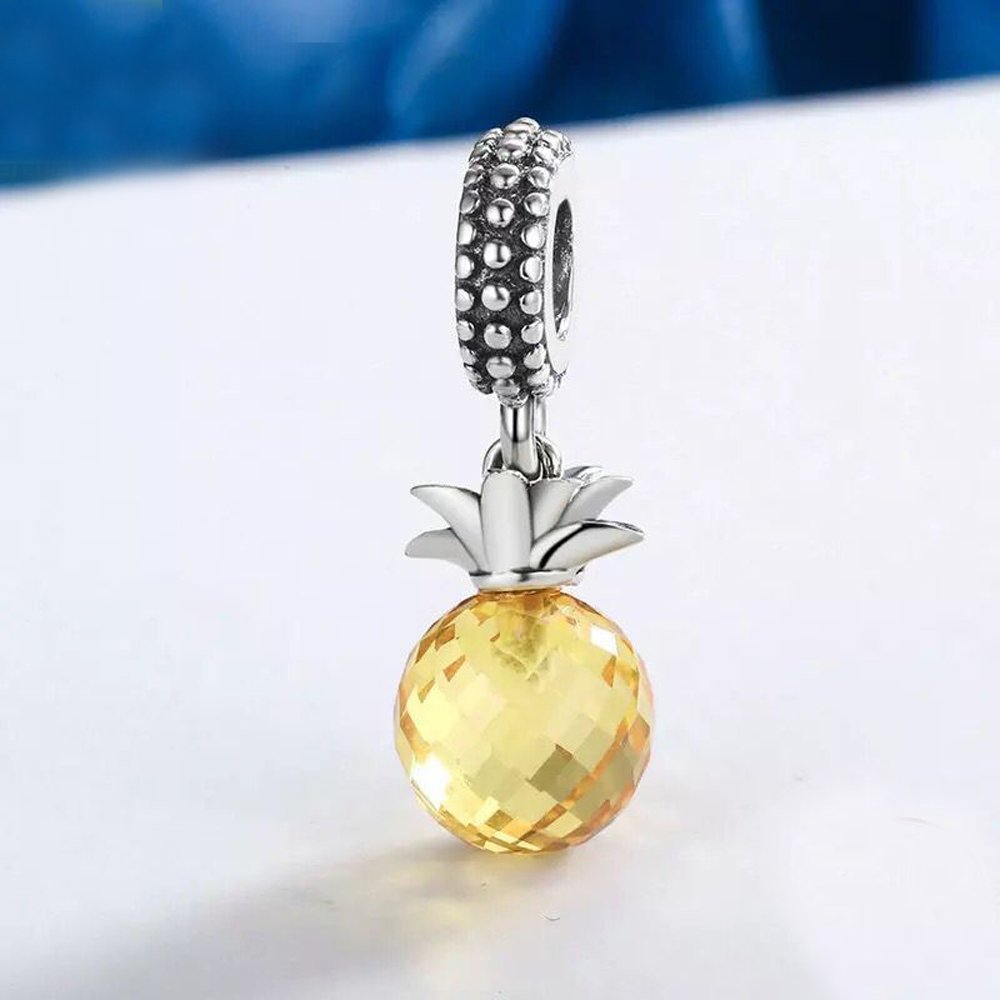 Pineapple Charm 925 Sterling Silver Fruits Charm Beads for Fashion Charms Bracelet & Necklace