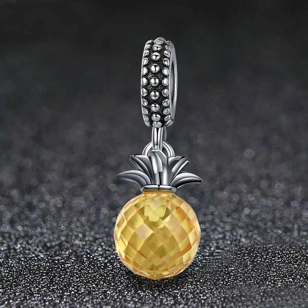 Pineapple Charm 925 Sterling Silver Fruits Charm Beads for Fashion Charms Bracelet & Necklace