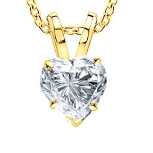 houston diamond district 1/2 carat gia certified 14k yellow gold solitaire heart cut pendant (0.5 ct i-j color, vs1-vs2 clarity) w/ 18" gold chain