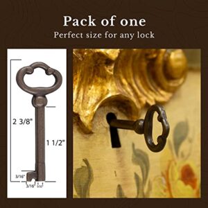 UNIQANTIQ HARDWARE SUPPLY Antique Brass Plated Hollow Barrel Skeleton Key for Antique Cabinet Doors, Grandfather Clocks, Dresser Drawer - Vintage, Old Furniture | SK3-DAB (1)